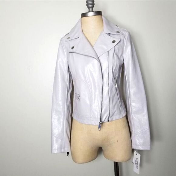 Guess L Faux Leather Snake Embossed Moto J… - Picture 6 of 12